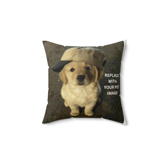 Custom Pet Photo Pillow "Love Lives Here and It Has Paws" Square Decorative Pillow