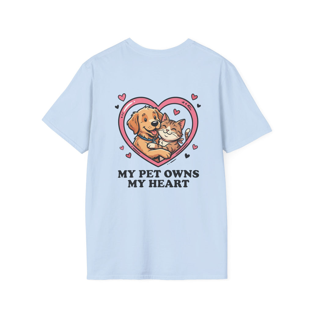 Pet Love T-Shirt "My Pet Owns My Heart" Cute Dog & Cat Heart Design