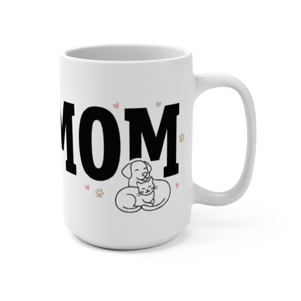 Pet Mom Ceramic Mug — Cute Dog & Cat Paw Print Coffee Cup