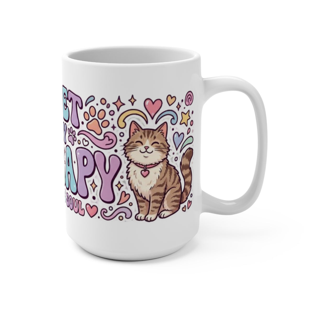"My Pet Is My Therapy" Cute Cat Healing Soul Ceramic Coffee Cup
