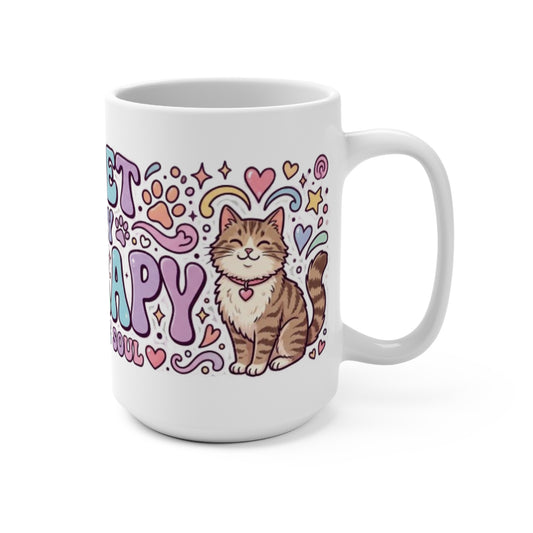 "My Pet Is My Therapy" Cute Cat Healing Soul Ceramic Coffee Cup