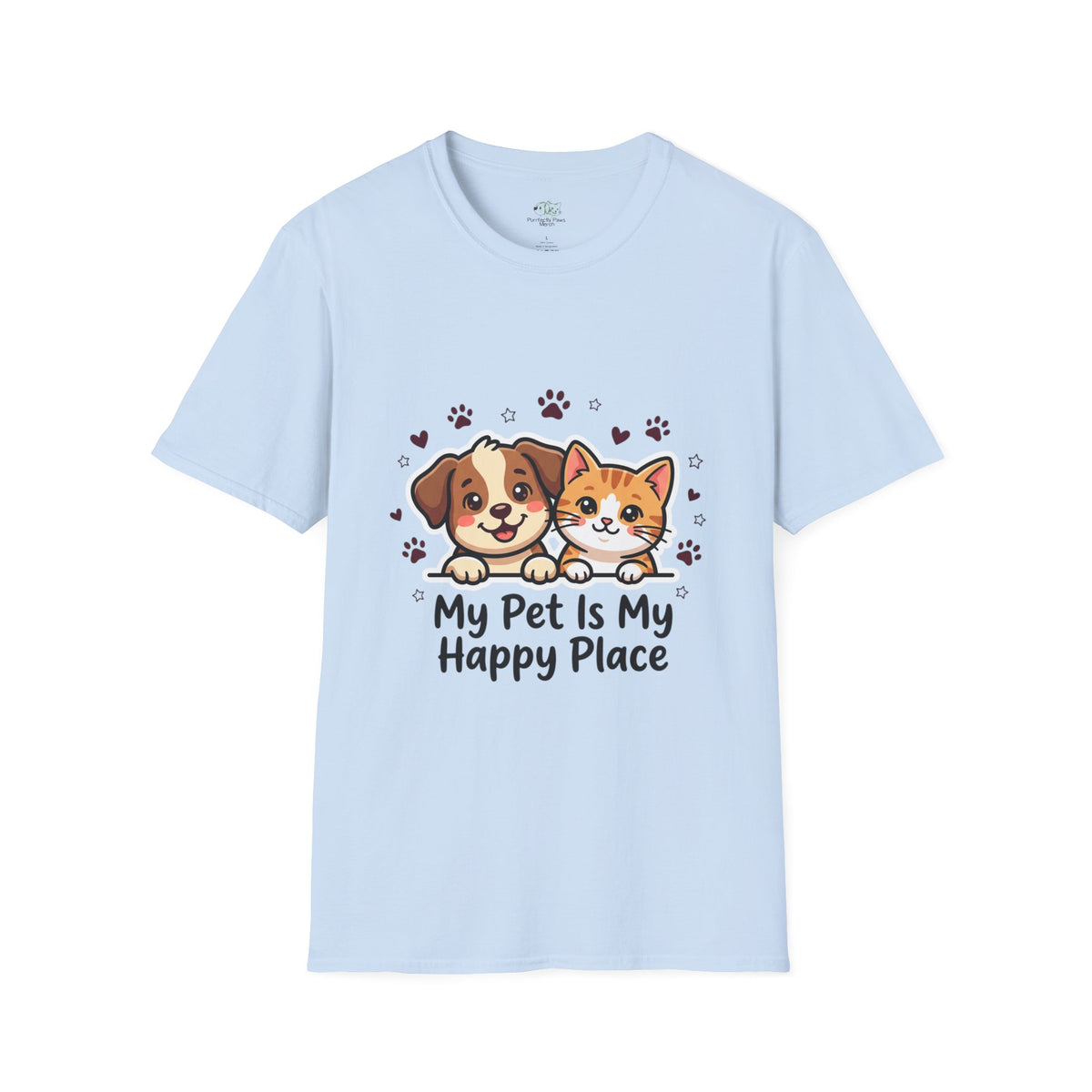 My Pet Is My Happy Place T-Shirt Cute Dog & Cat Graphic Tee for Pet Lovers
