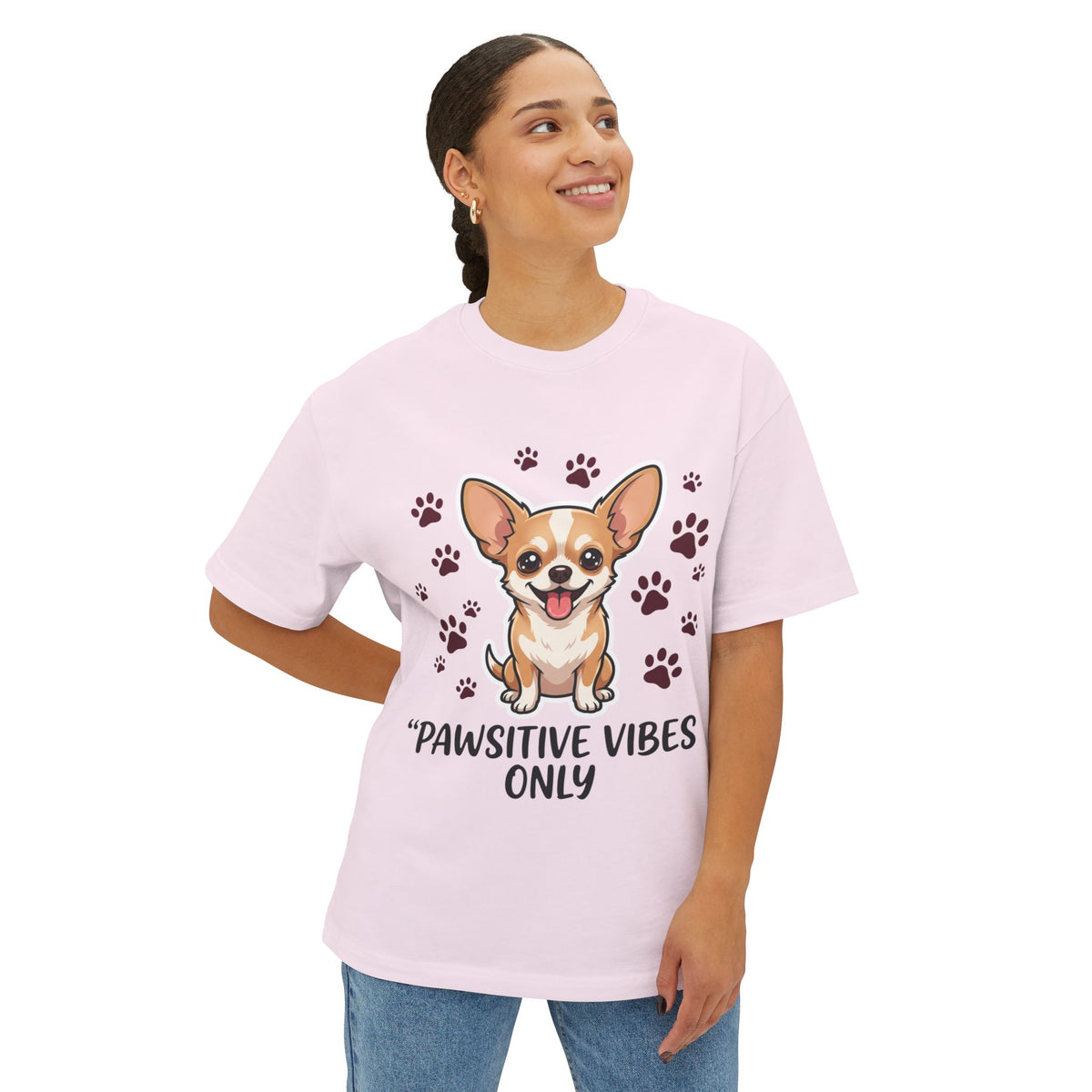 Pawsitive Vibes Only Tee Cute Corgi Paw Print Graphic Shirt