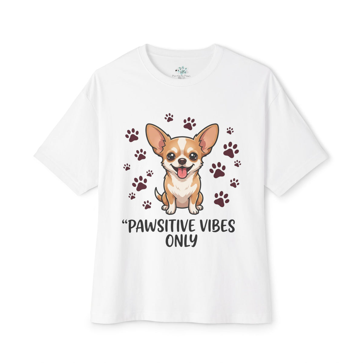 Pawsitive Vibes Only Tee Cute Corgi Paw Print Graphic Shirt