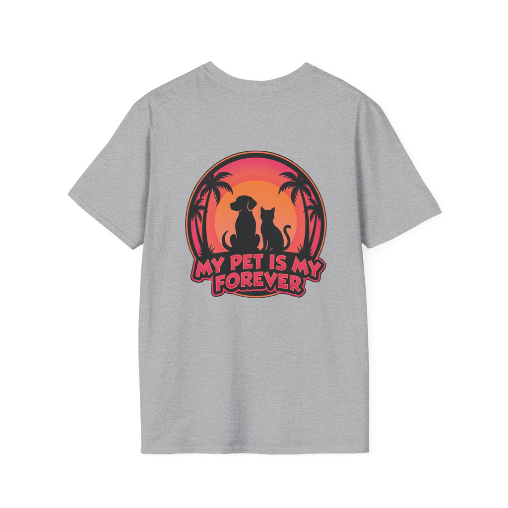 Pet Lover T-Shirt "My Pet Is My Forever" Sunset Silhouette Unisex Tee
