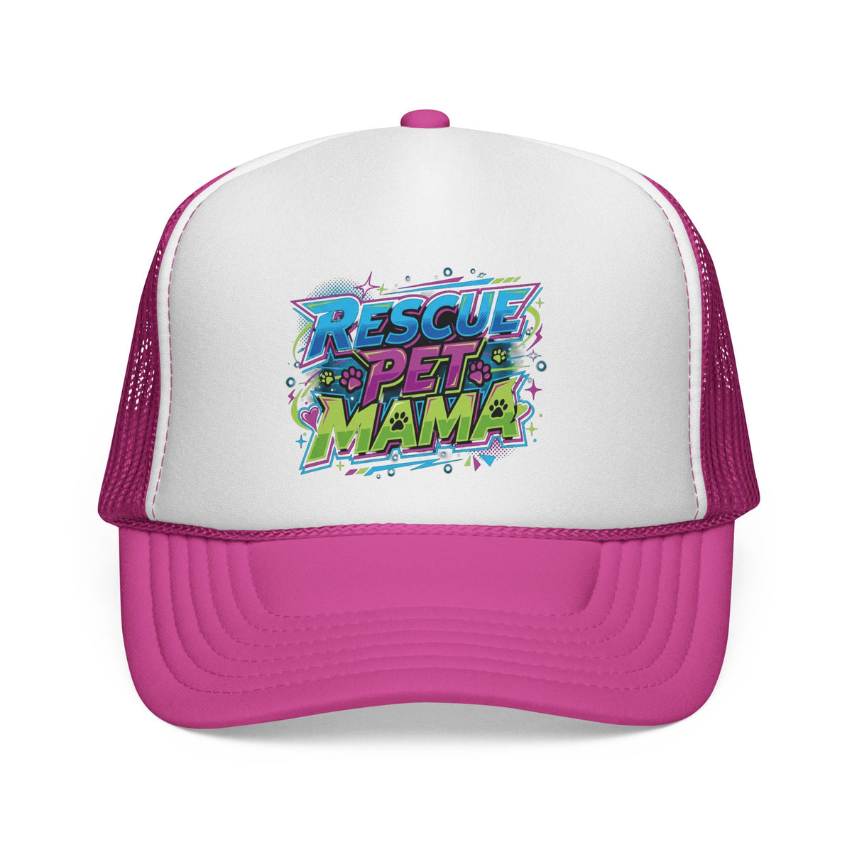 Rescue Pet Mama Trucker Cap  Retro Colorful Pet Rescue Hat for Dog & Cat Moms