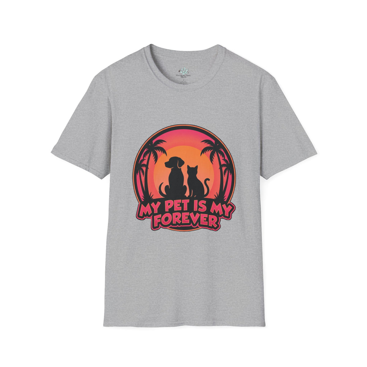 Pet Lover T-Shirt "My Pet Is My Forever" Sunset Silhouette Unisex Tee