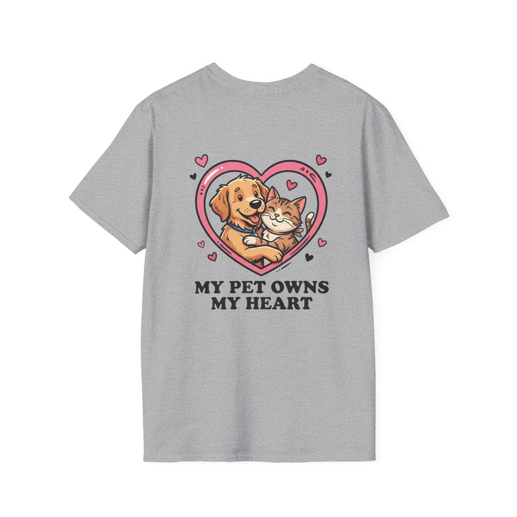 Pet Love T-Shirt "My Pet Owns My Heart" Cute Dog & Cat Heart Design