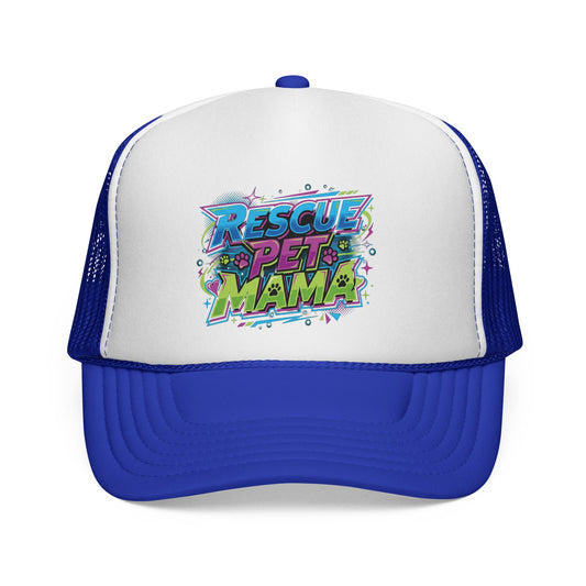 Rescue Pet Mama Trucker Cap  Retro Colorful Pet Rescue Hat for Dog & Cat Moms