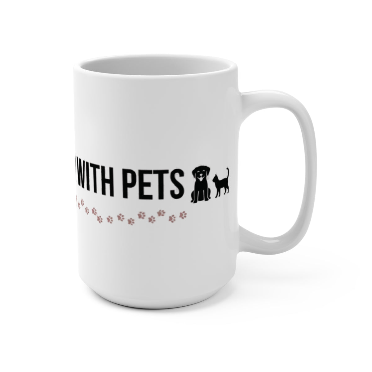 "Life Is Better With Pets" Paw Print Coffee Cup, Gift for Dog & Cat Lovers