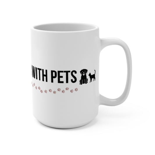 "Life Is Better With Pets" Paw Print Coffee Cup, Gift for Dog & Cat Lovers
