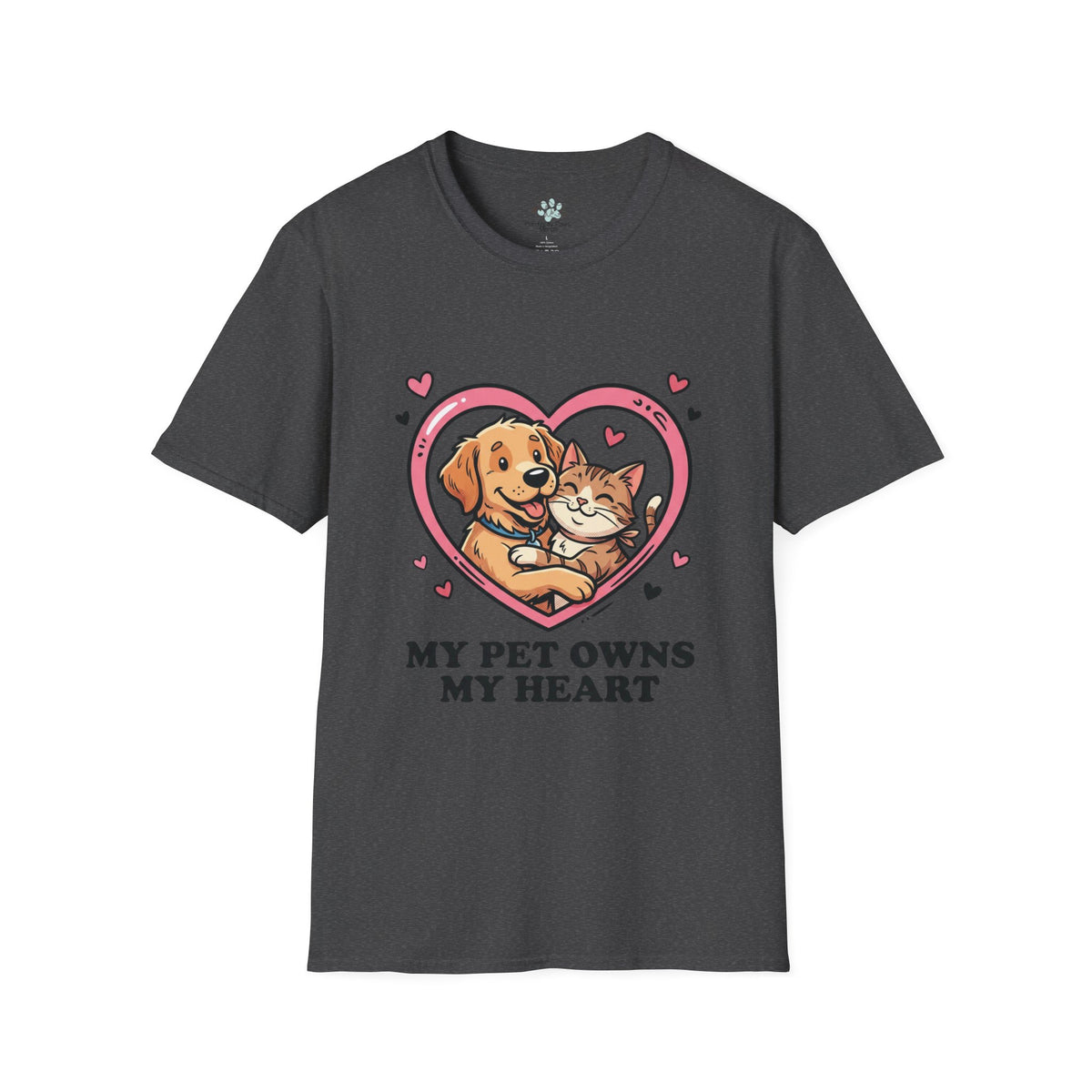 Pet Love T-Shirt "My Pet Owns My Heart" Cute Dog & Cat Heart Design