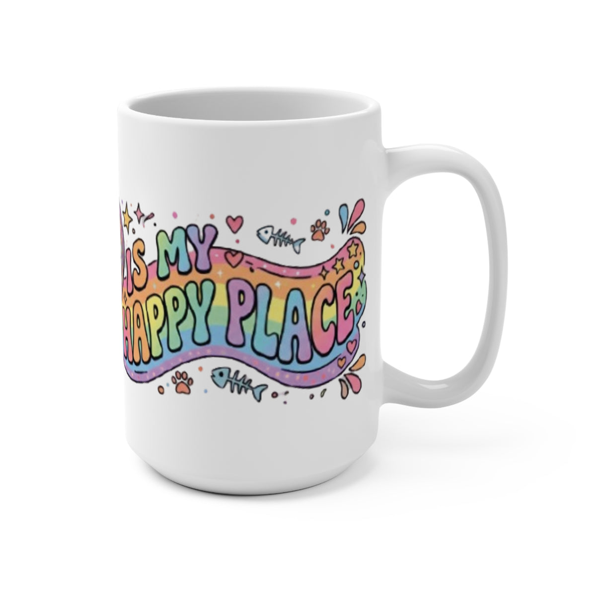 Pet Lovers  "Pets Are My Happy Place" Colorful Dog & Cat Heart Design