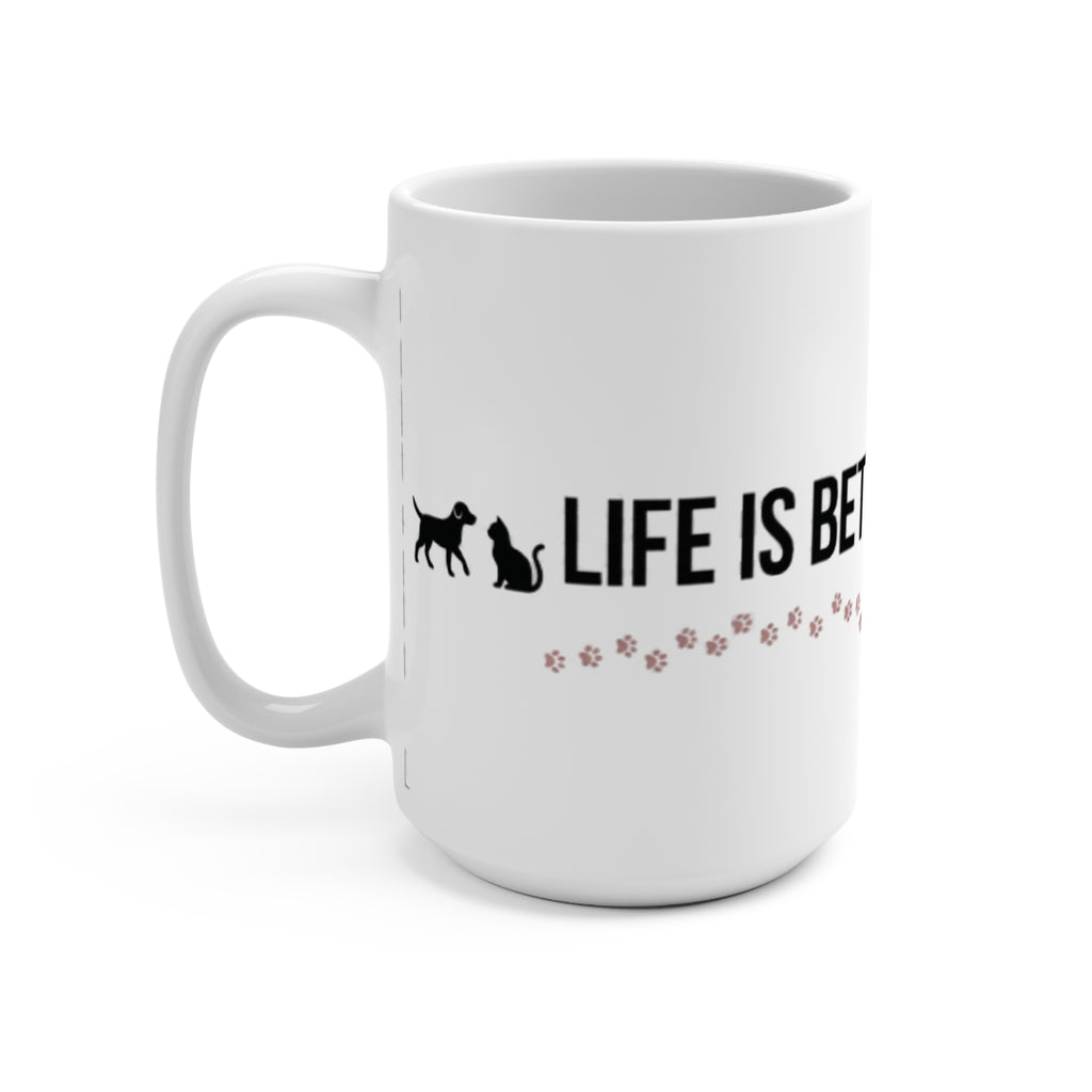 "Life Is Better With Pets" Paw Print Coffee Cup, Gift for Dog & Cat Lovers