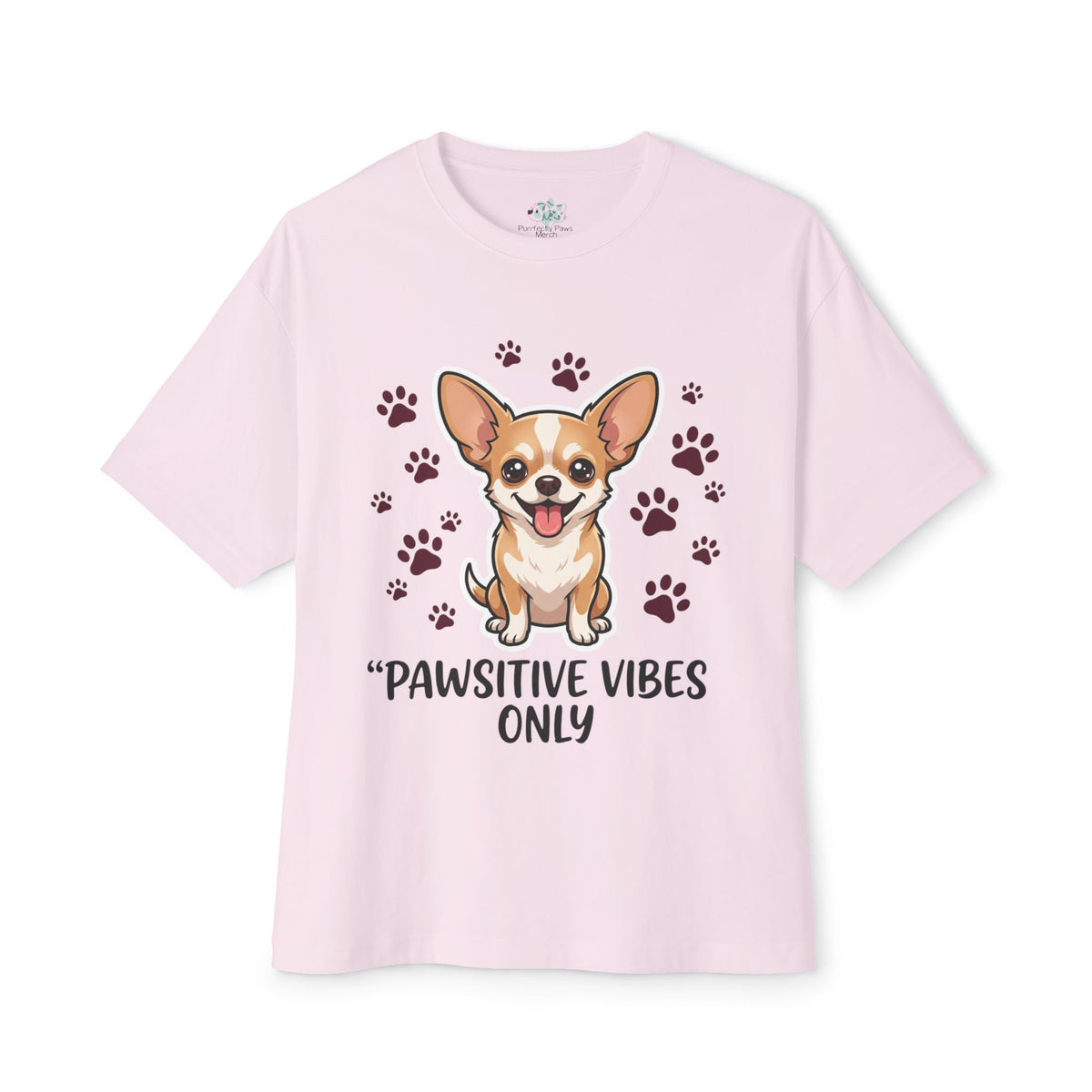 Pawsitive Vibes Only Tee Cute Corgi Paw Print Graphic Shirt