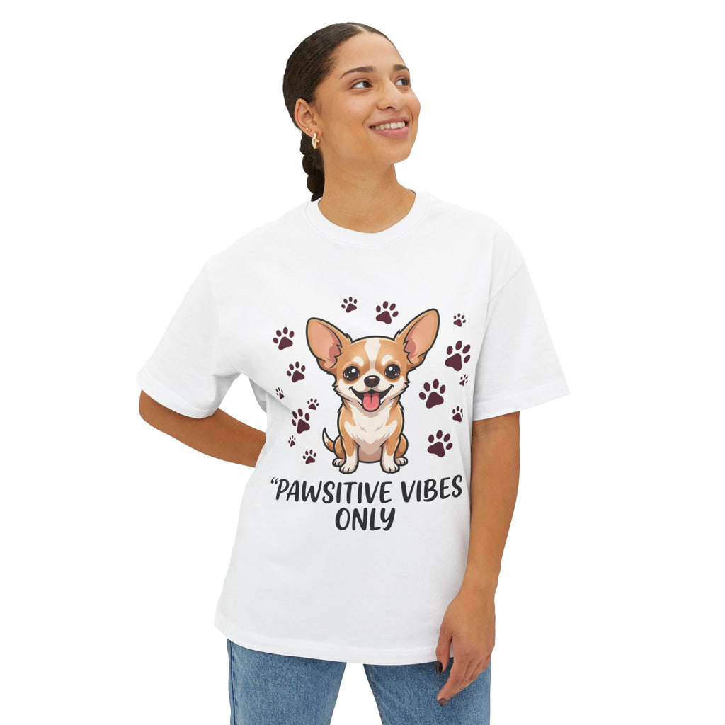 Pawsitive Vibes Only Tee Cute Corgi Paw Print Graphic Shirt