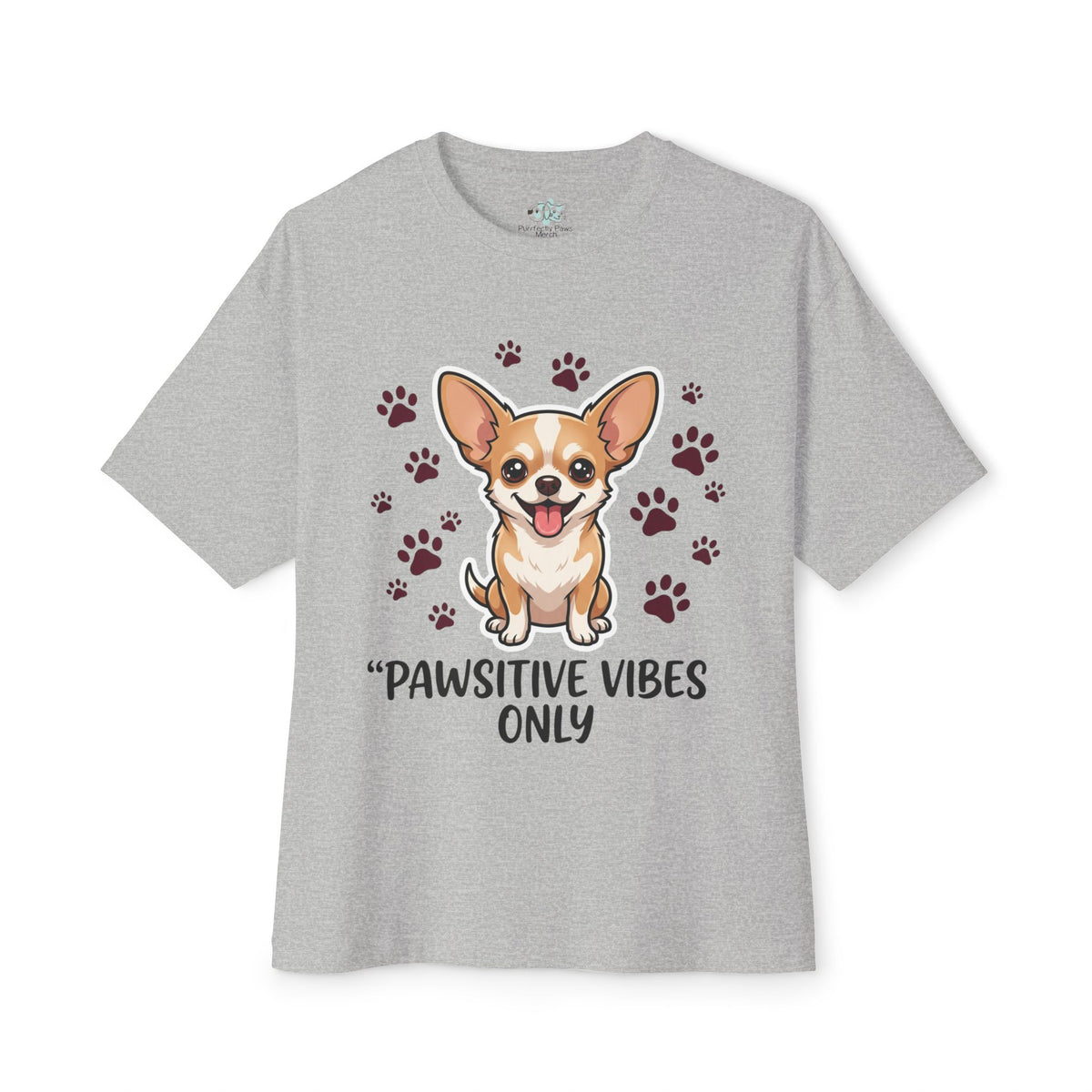 Pawsitive Vibes Only Tee Cute Corgi Paw Print Graphic Shirt
