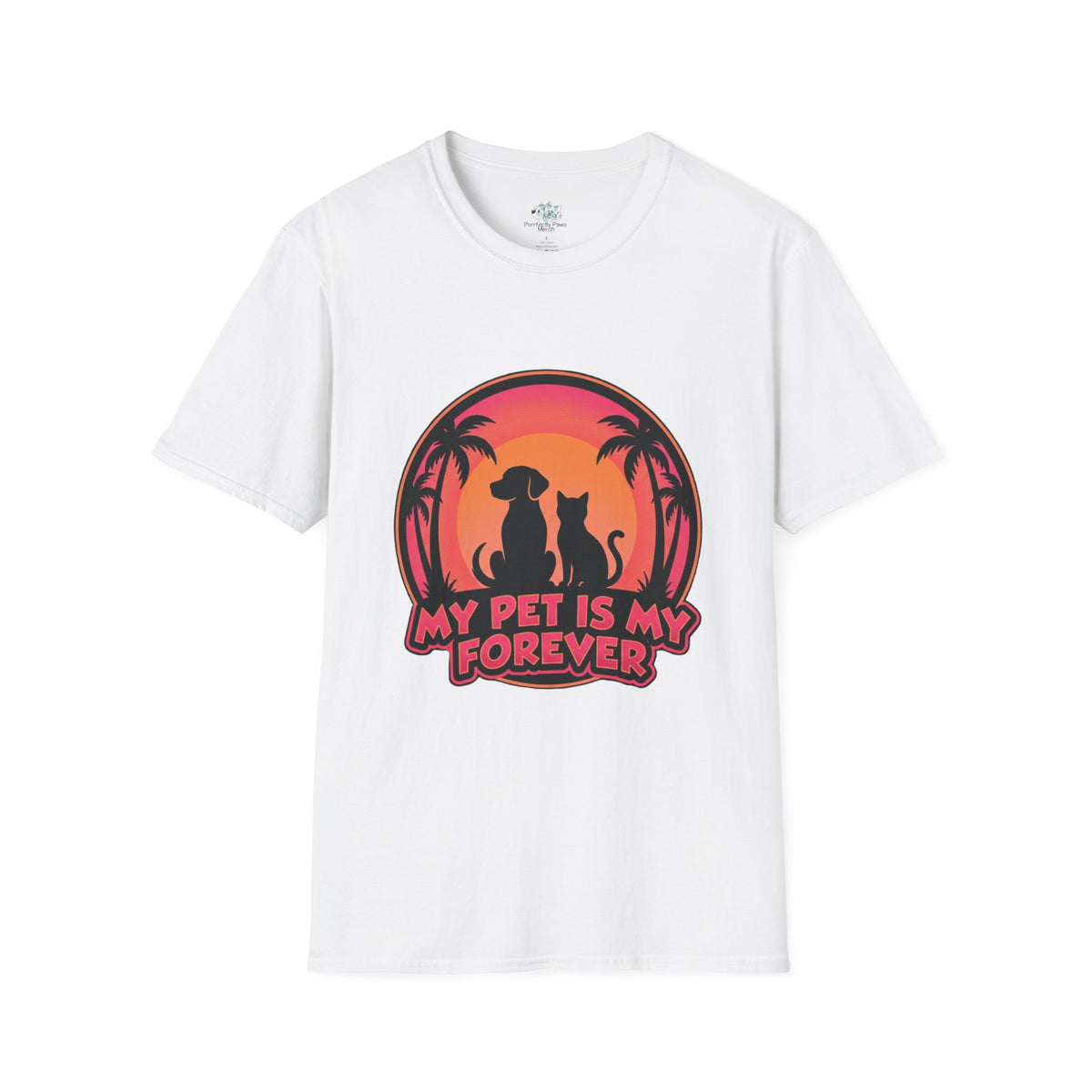 Pet Lover T-Shirt "My Pet Is My Forever" Sunset Silhouette Unisex Tee