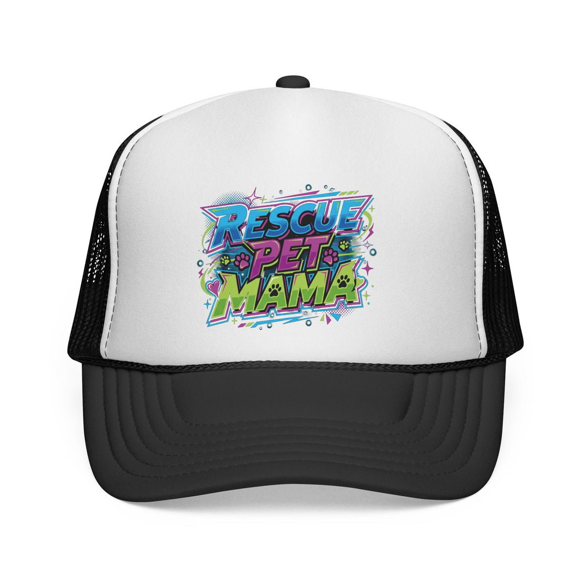 Rescue Pet Mama Trucker Cap  Retro Colorful Pet Rescue Hat for Dog & Cat Moms