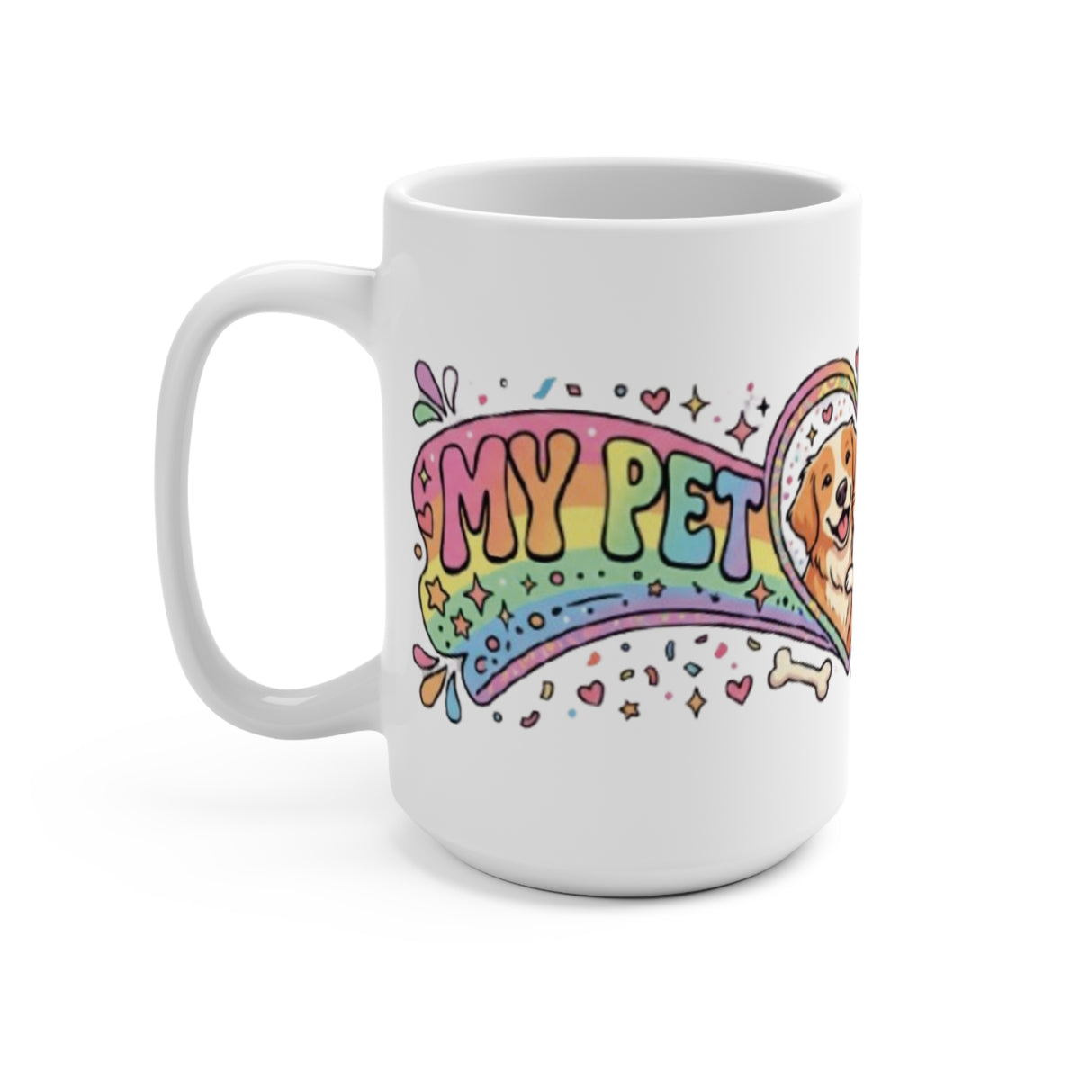 Pet Lovers  "Pets Are My Happy Place" Colorful Dog & Cat Heart Design