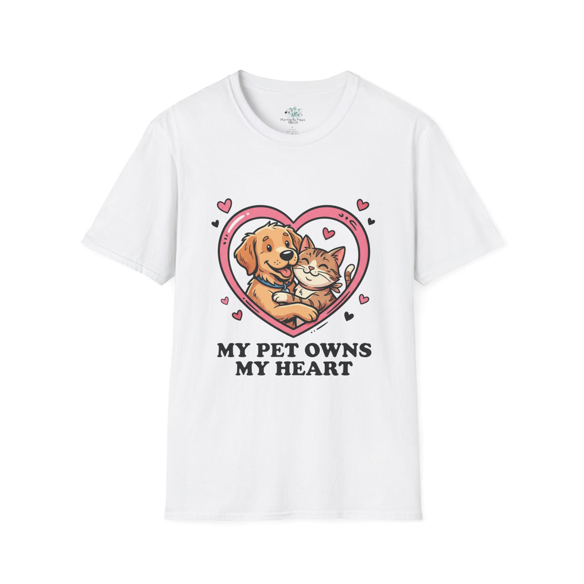 Pet Love T-Shirt "My Pet Owns My Heart" Cute Dog & Cat Heart Design
