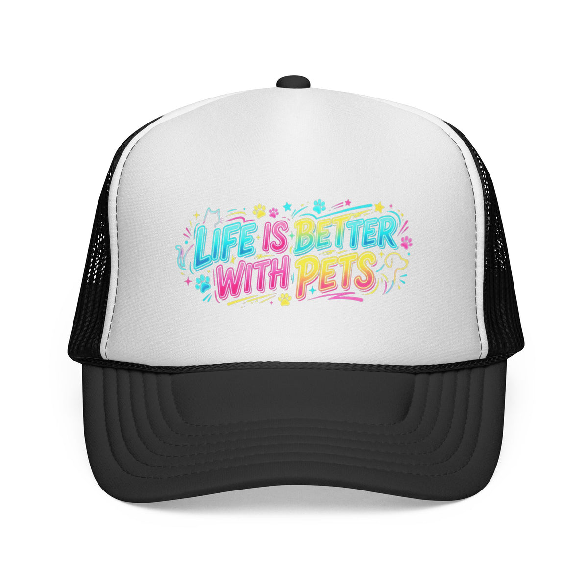 Life Is Better With Pets Trucker Cap Cute Colorful Pet Lover Hat