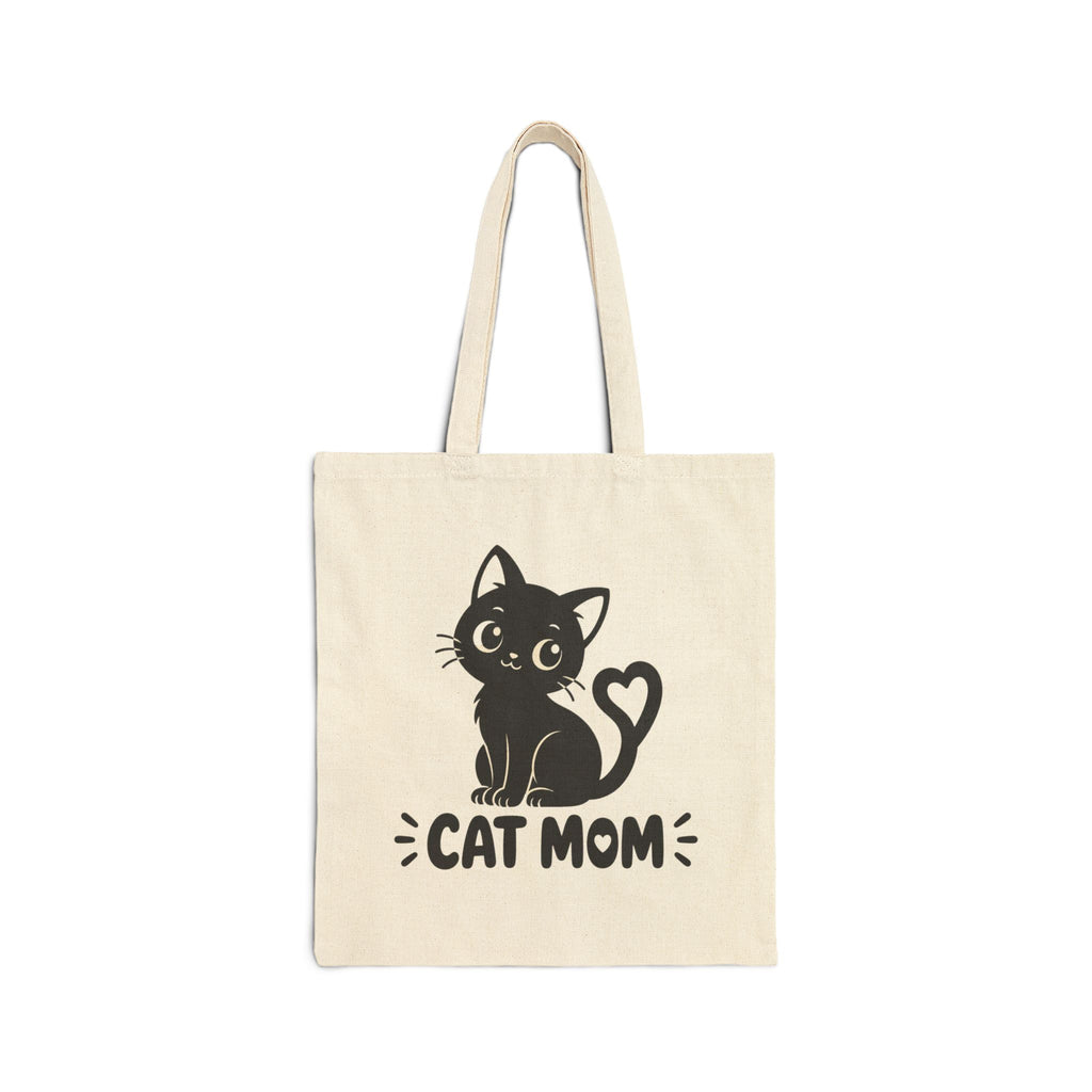 Cat Mom Tote Bag — Cute Black Kitten Canvas Grocery & Gift Tote