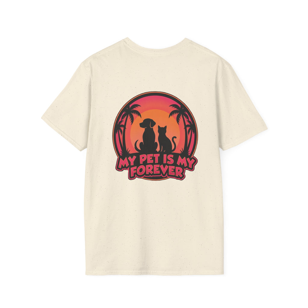 Pet Lover T-Shirt "My Pet Is My Forever" Sunset Silhouette Unisex Tee