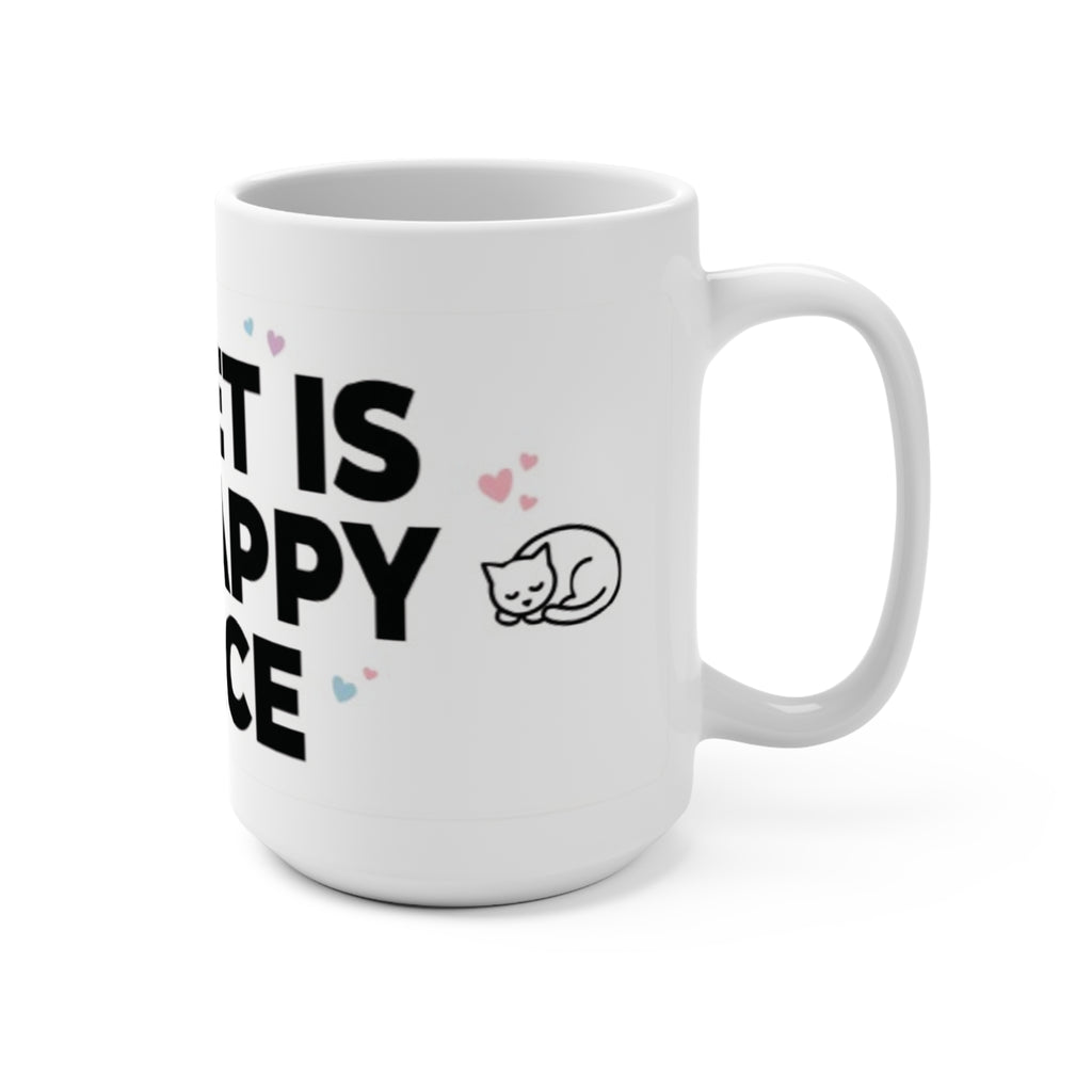 "My Pet Is My Happy Place" Cute Cat Coffee Cup