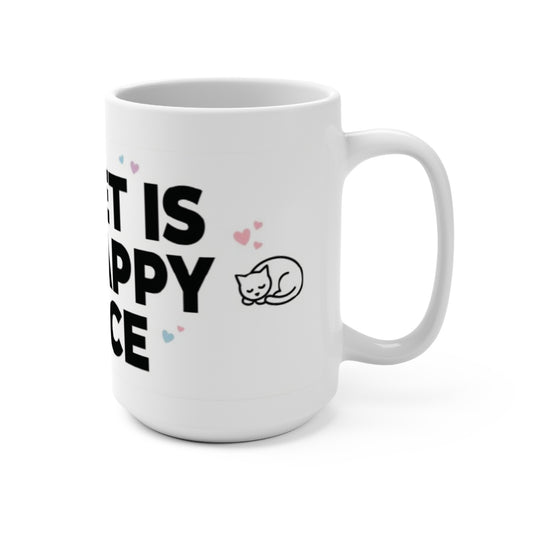 "My Pet Is My Happy Place" Cute Cat Coffee Cup