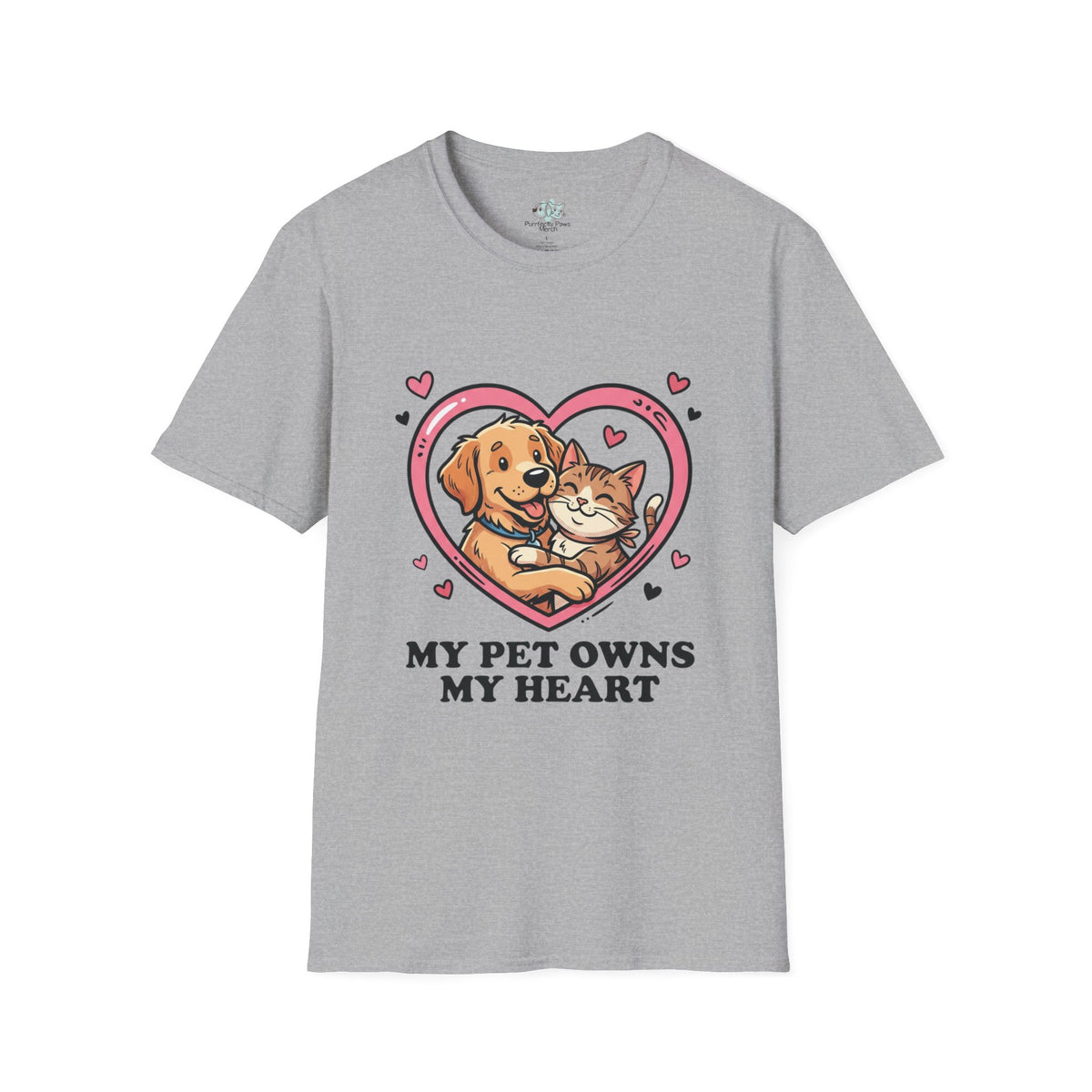 Pet Love T-Shirt "My Pet Owns My Heart" Cute Dog & Cat Heart Design
