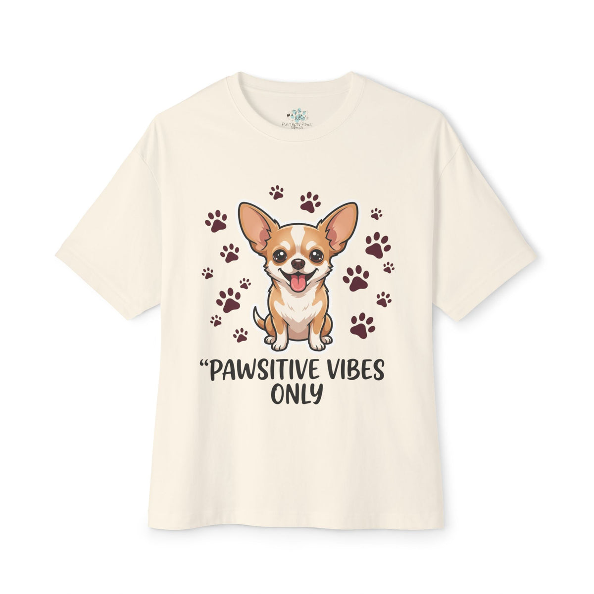 Pawsitive Vibes Only Tee Cute Corgi Paw Print Graphic Shirt