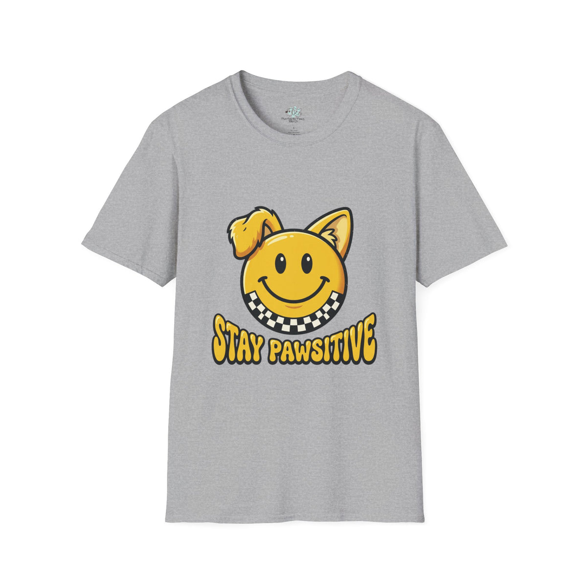 Stay Pawsitive Smiley Dog Unisex T-Shirt