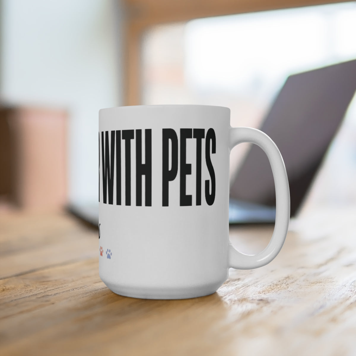 Pet Lover Mug — "Better With Pets" Coffee Cup with Dog & Cat Icons